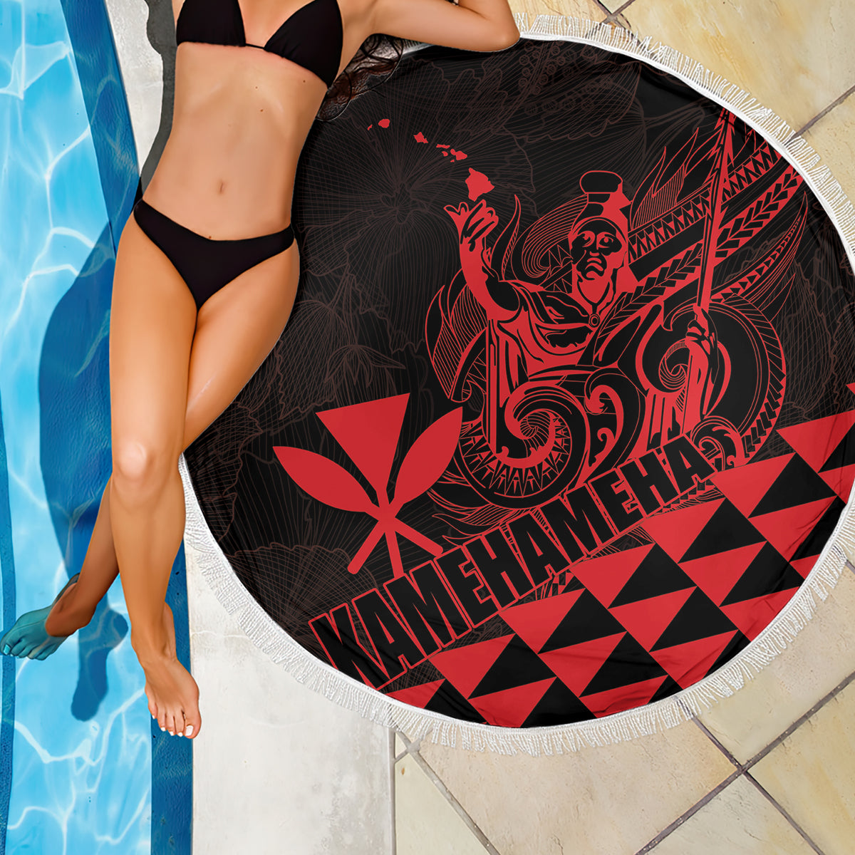 King Kamehameha Day Beach Blanket Kakau Polynesian Pattern LT01 - Polynesian Pride