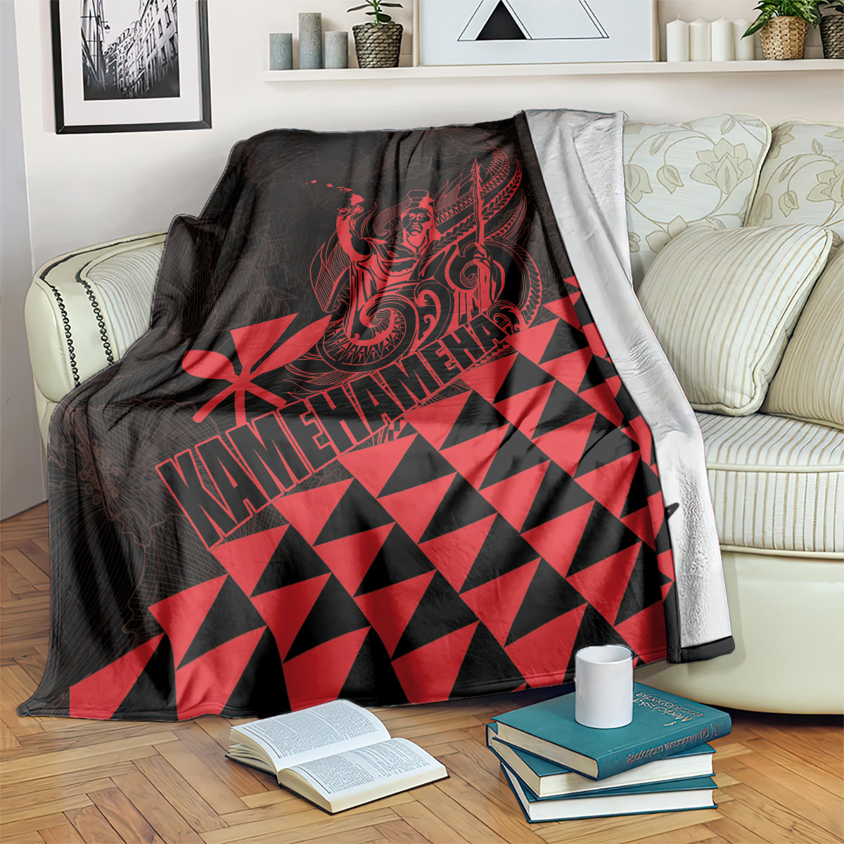 King Kamehameha Day Blanket Kakau Polynesian Pattern LT01 Red - Polynesian Pride