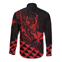 Personalized King Kamehameha Day Long Sleeve Button Shirt Kakau Polynesian Pattern