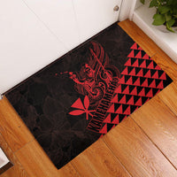 King Kamehameha Day Rubber Doormat Kakau Polynesian Pattern LT01 Red - Polynesian Pride