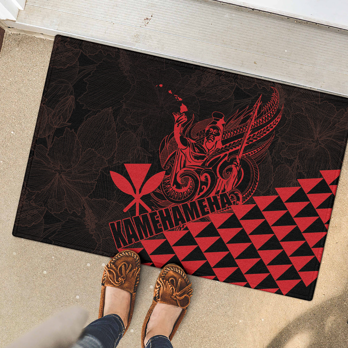 King Kamehameha Day Rubber Doormat Kakau Polynesian Pattern LT01 - Polynesian Pride