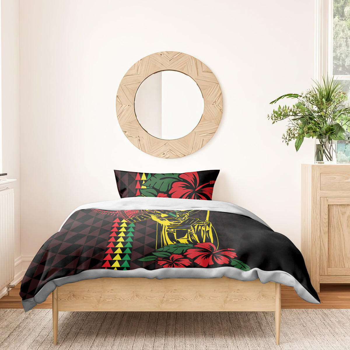 King Kamehameha Day Bedding Set Hawaii Kakau Reggae