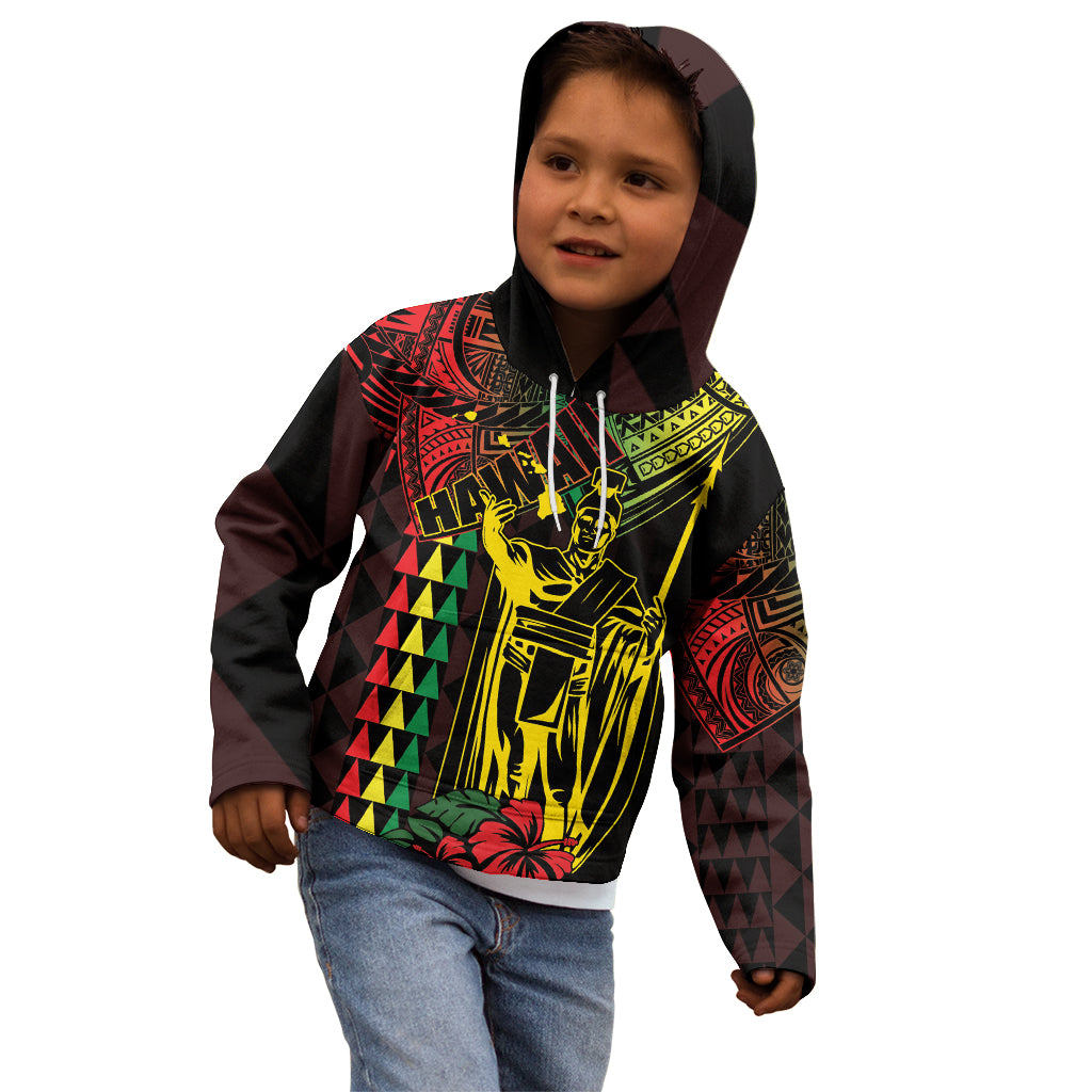 King Kamehameha Day Kid Hoodie Hawaii Kakau Reggae