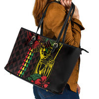 King Kamehameha Day Leather Tote Bag Hawaii Kakau Reggae