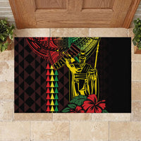 King Kamehameha Day Rubber Doormat Hawaii Kakau Reggae