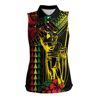 King Kamehameha Day Women Sleeveless Polo Shirt Hawaii Kakau Reggae