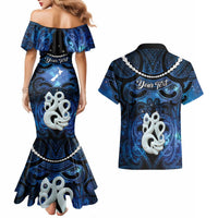 Personalized Maori Matariki Manaia Couples Matching Mermaid Dress and Hawaiian Shirt Maori Kowhaiwhai Pattern Galaxy LT01 - Polynesian Pride