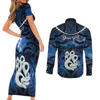 Personalized Maori Matariki Manaia Couples Matching Short Sleeve Bodycon Dress and Long Sleeve Button Shirt Maori Kowhaiwhai Pattern Galaxy LT01 - Polynesian Pride