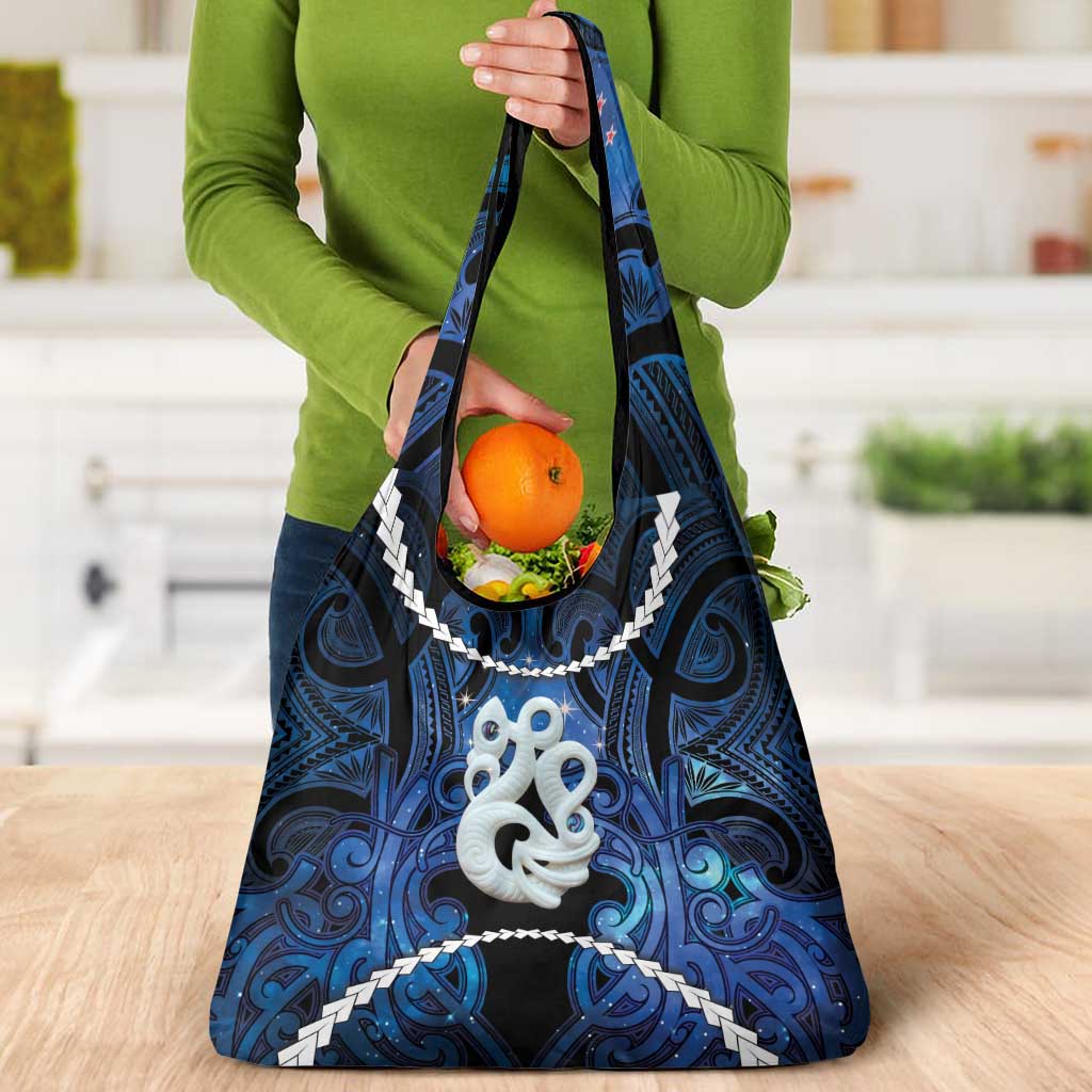 Maori Matariki Manaia Grocery Bag Maori Kowhaiwhai Pattern Galaxy