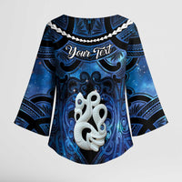 Personalized Maori Matariki Manaia Kimono Sleeve Blouse Maori Kowhaiwhai Pattern Galaxy