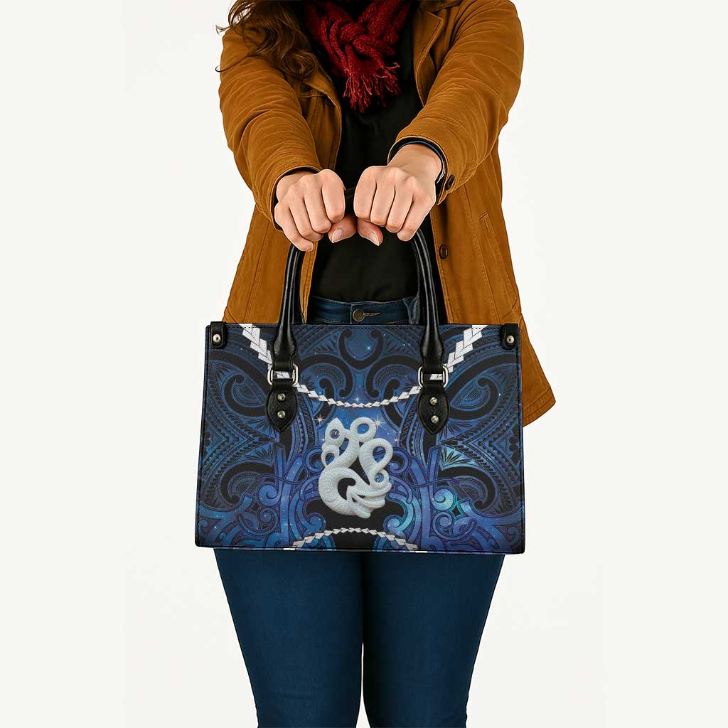 Maori Matariki Manaia Leather Bag Maori Kowhaiwhai Pattern Galaxy