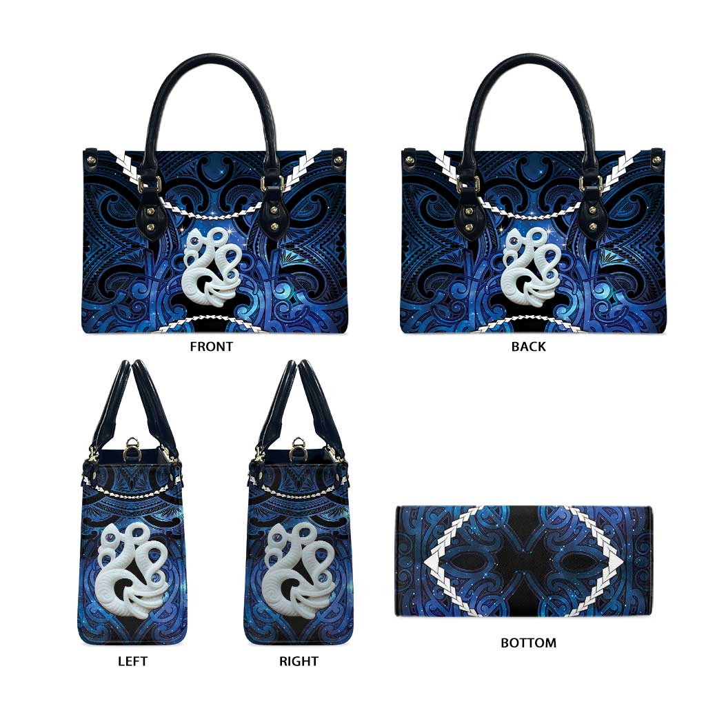 Maori Matariki Manaia Leather Bag Maori Kowhaiwhai Pattern Galaxy