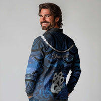 Personalized Maori Matariki Manaia Long Sleeve Polo Shirt Maori Kowhaiwhai Pattern Galaxy