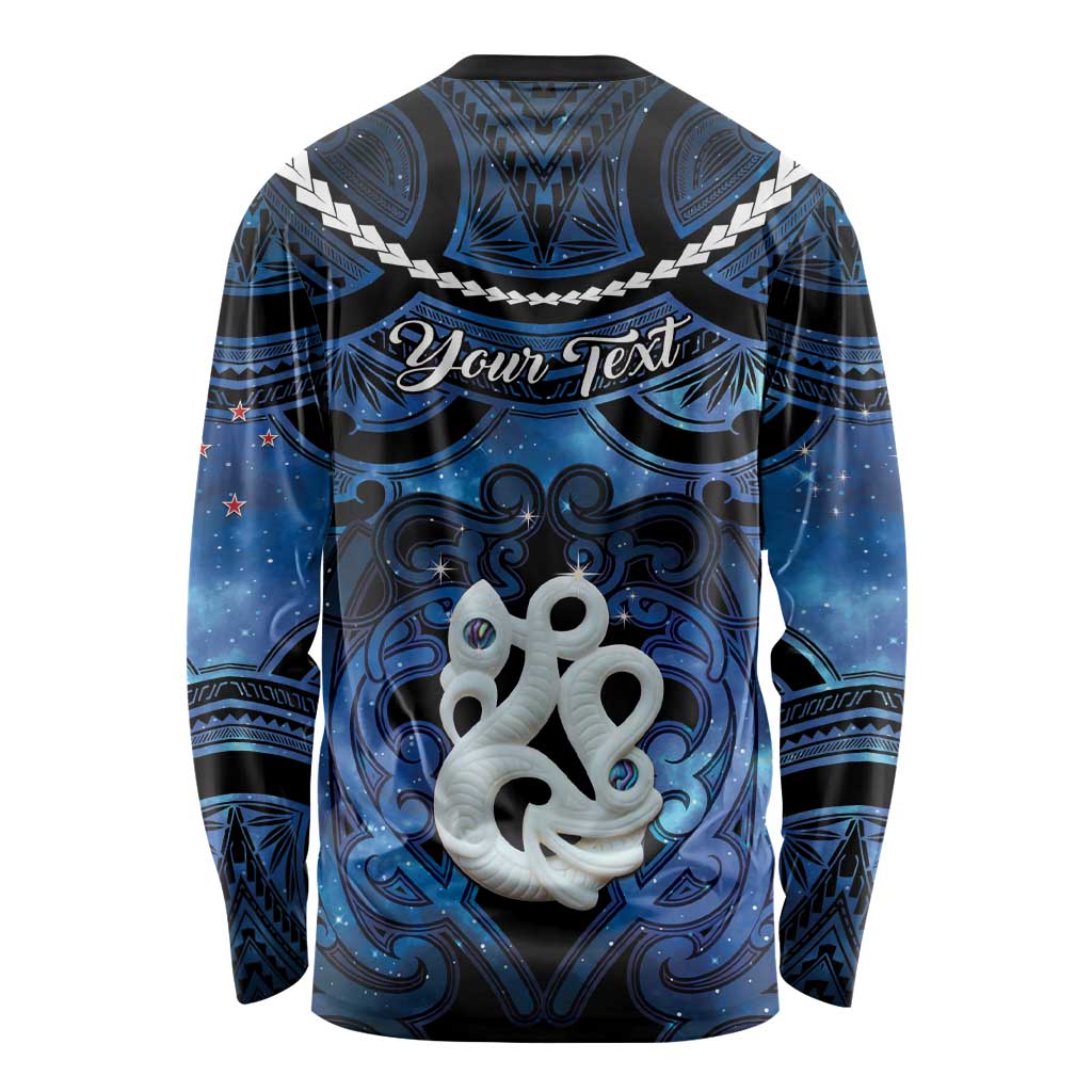 Personalized Maori Matariki Manaia Long Sleeve Shirt Maori Kowhaiwhai Pattern Galaxy