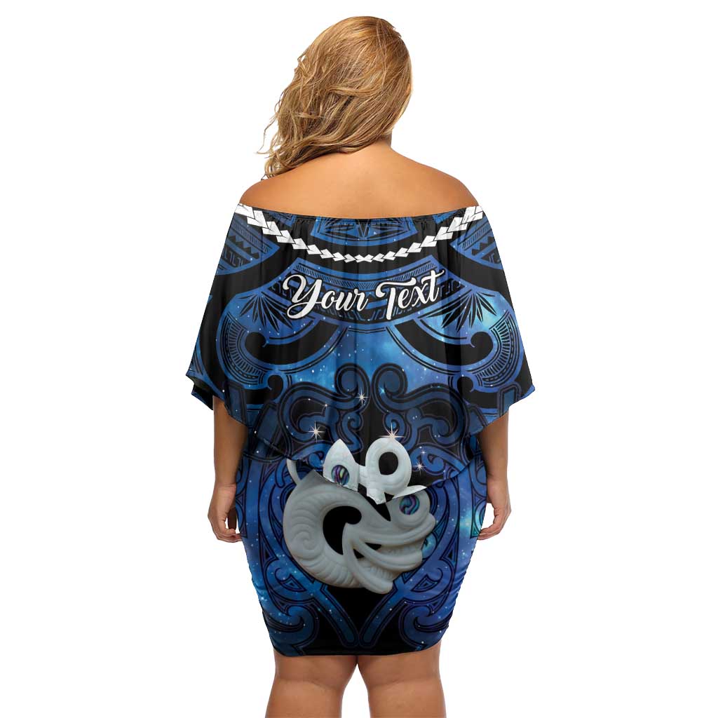 Personalized Maori Matariki Manaia Off Shoulder Short Dress Maori Kowhaiwhai Pattern Galaxy