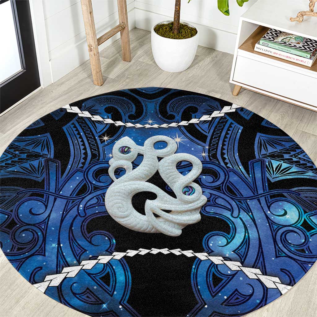 Maori Matariki Manaia Round Carpet Maori Kowhaiwhai Pattern Galaxy