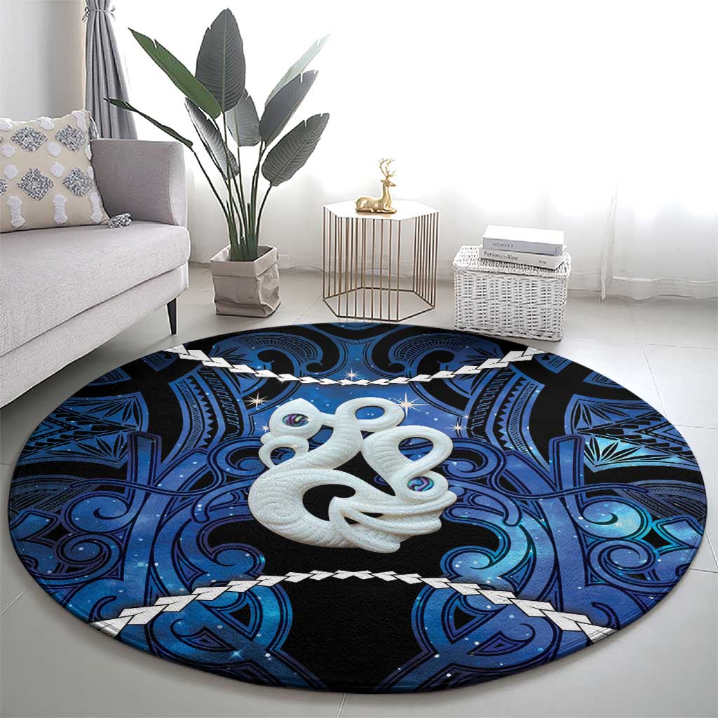 Maori Matariki Manaia Round Carpet Maori Kowhaiwhai Pattern Galaxy
