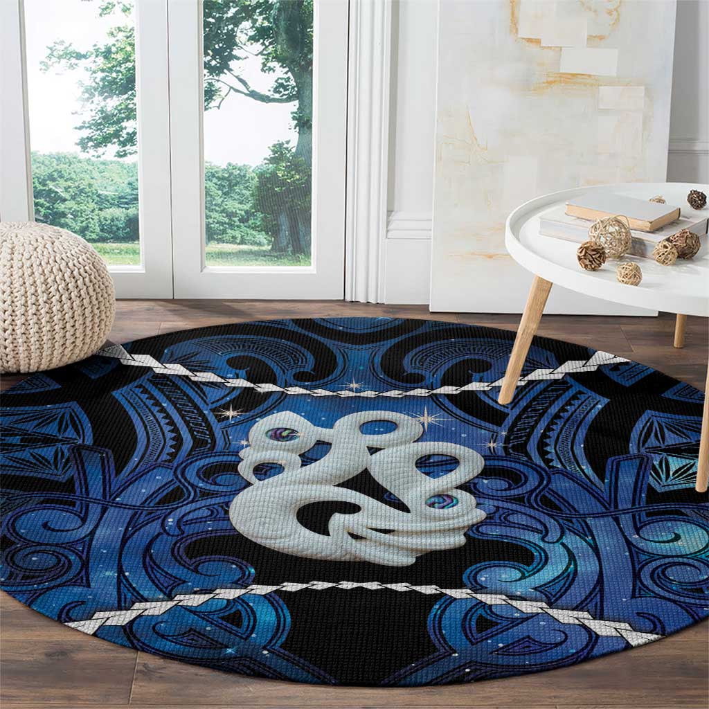 Maori Matariki Manaia Round Carpet Maori Kowhaiwhai Pattern Galaxy