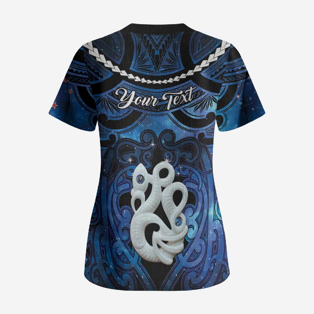 Personalized Maori Matariki Manaia Scrub Top Maori Kowhaiwhai Pattern Galaxy