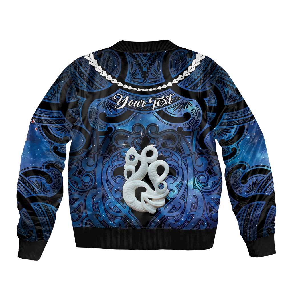 Personalized Maori Matariki Manaia Sleeve Zip Bomber Jacket Maori Kowhaiwhai Pattern Galaxy