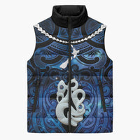 Personalized Maori Matariki Manaia Sleeveless Puffer Jacket Maori Kowhaiwhai Pattern Galaxy