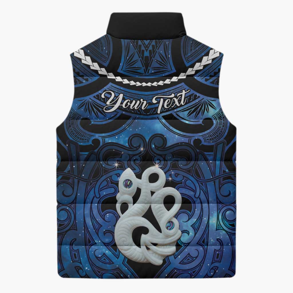 Personalized Maori Matariki Manaia Sleeveless Puffer Jacket Maori Kowhaiwhai Pattern Galaxy