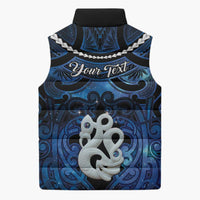 Personalized Maori Matariki Manaia Sleeveless Puffer Jacket Maori Kowhaiwhai Pattern Galaxy