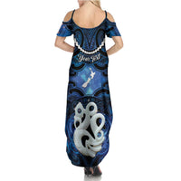 Personalized Maori Matariki Manaia Summer Maxi Dress Maori Kowhaiwhai Pattern Galaxy