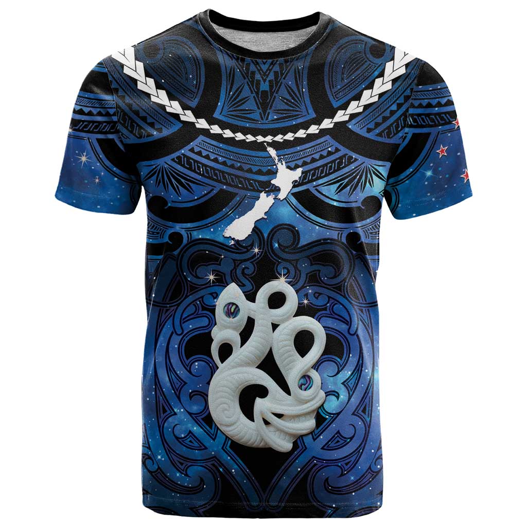 Personalized Maori Matariki Manaia T Shirt Maori Kowhaiwhai Pattern Galaxy LT01 Blue - Polynesian Pride