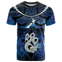 Personalized Maori Matariki Manaia T Shirt Maori Kowhaiwhai Pattern Galaxy LT01 Blue - Polynesian Pride