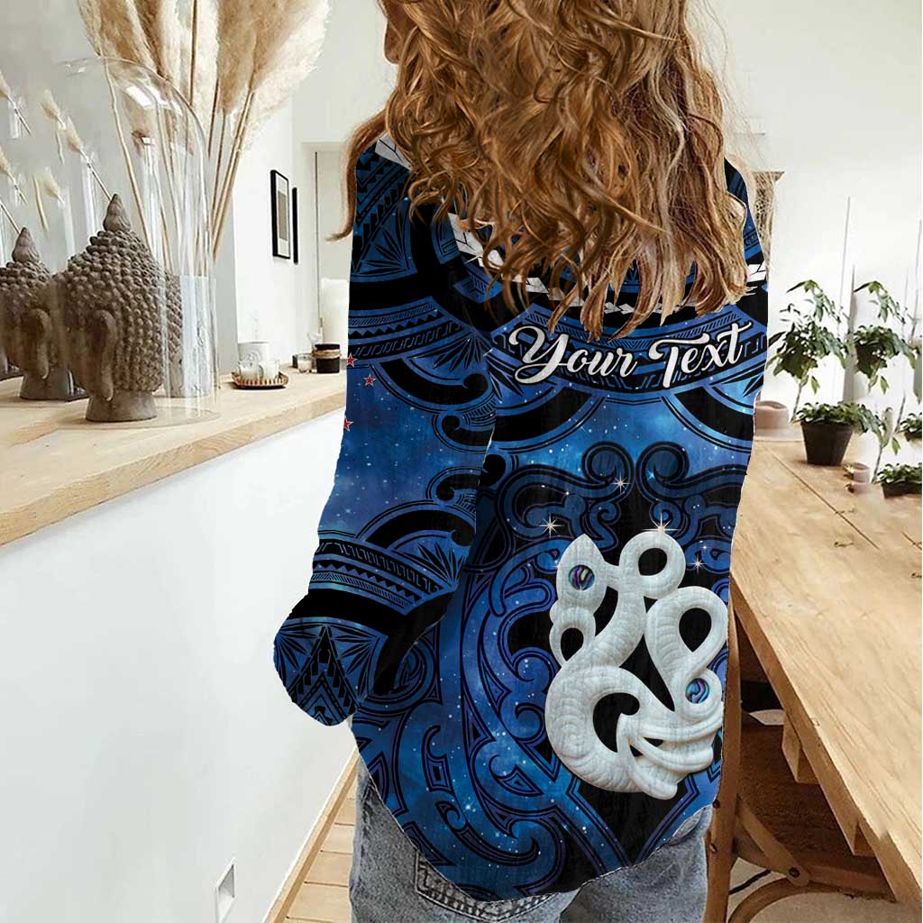 Personalized Maori Matariki Manaia Women Casual Shirt Maori Kowhaiwhai Pattern Galaxy