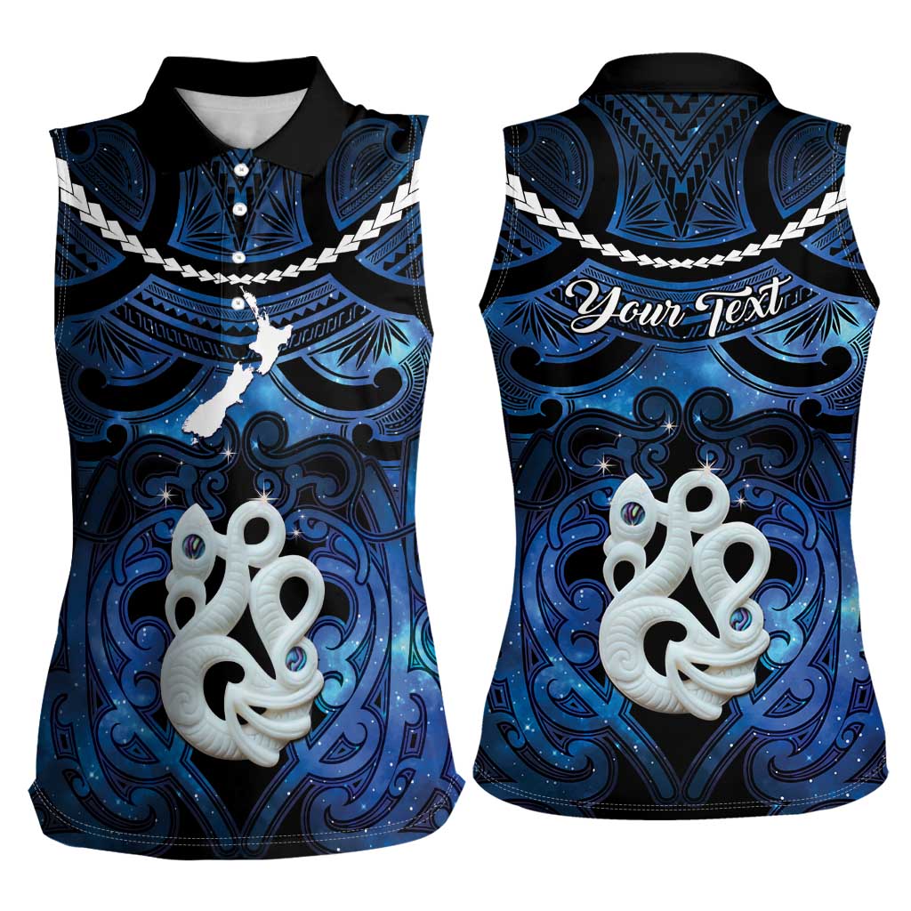 Personalized Maori Matariki Manaia Women Sleeveless Polo Shirt Maori Kowhaiwhai Pattern Galaxy