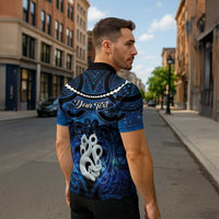 Personalized Maori Matariki Manaia Zipper Polo Shirt Maori Kowhaiwhai Pattern Galaxy