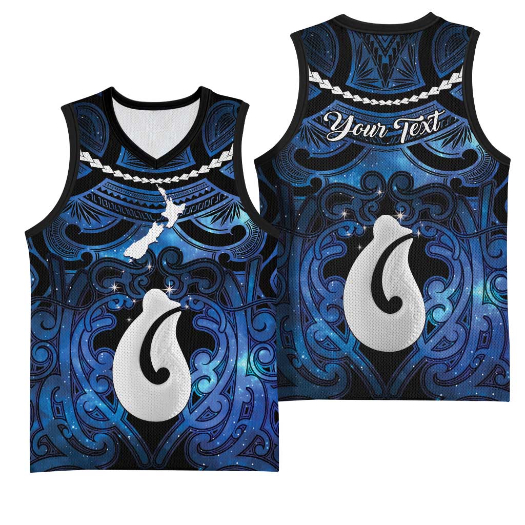 Personalized Maori Matariki Hei Matau Basketball Jersey Maori Kowhaiwhai Pattern Galaxy