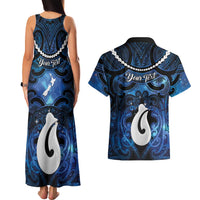 Personalized Maori Matariki Hei Matau Couples Matching Tank Maxi Dress and Hawaiian Shirt Maori Kowhaiwhai Pattern Galaxy LT01 - Polynesian Pride