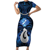 Personalized Maori Matariki Hei Matau Family Matching Short Sleeve Bodycon Dress and Hawaiian Shirt Maori Kowhaiwhai Pattern Galaxy