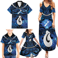 Personalized Maori Matariki Hei Matau Family Matching Summer Maxi Dress and Hawaiian Shirt Maori Kowhaiwhai Pattern Galaxy