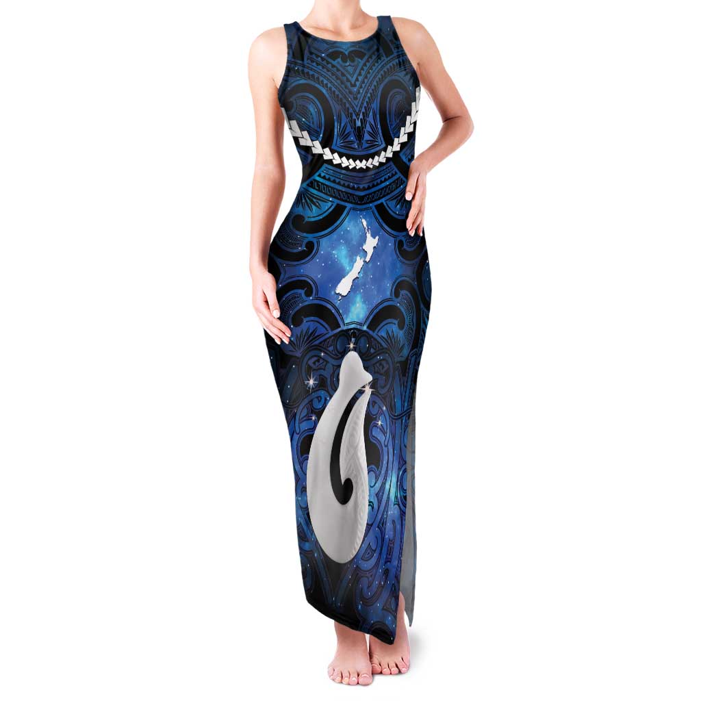 Personalized Maori Matariki Hei Matau Family Matching Tank Maxi Dress and Hawaiian Shirt Maori Kowhaiwhai Pattern Galaxy
