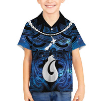 Personalized Maori Matariki Hei Matau Kid Hawaiian Shirt Maori Kowhaiwhai Pattern Galaxy LT01 Kid Blue - Polynesian Pride