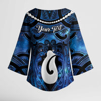 Personalized Maori Matariki Hei Matau Kimono Sleeve Blouse Maori Kowhaiwhai Pattern Galaxy LT01 - Polynesian Pride