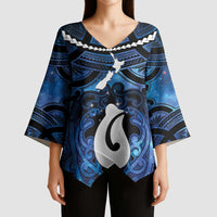 Personalized Maori Matariki Hei Matau Kimono Sleeve Blouse Maori Kowhaiwhai Pattern Galaxy LT01 - Polynesian Pride
