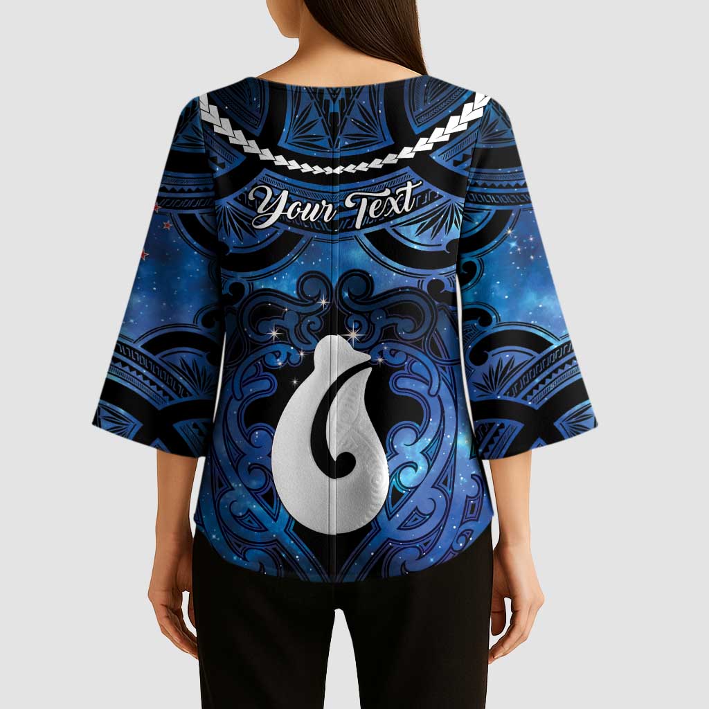 Personalized Maori Matariki Hei Matau Kimono Sleeve Blouse Maori Kowhaiwhai Pattern Galaxy LT01 - Polynesian Pride
