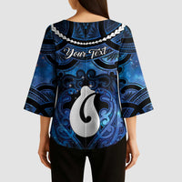 Personalized Maori Matariki Hei Matau Kimono Sleeve Blouse Maori Kowhaiwhai Pattern Galaxy LT01 - Polynesian Pride