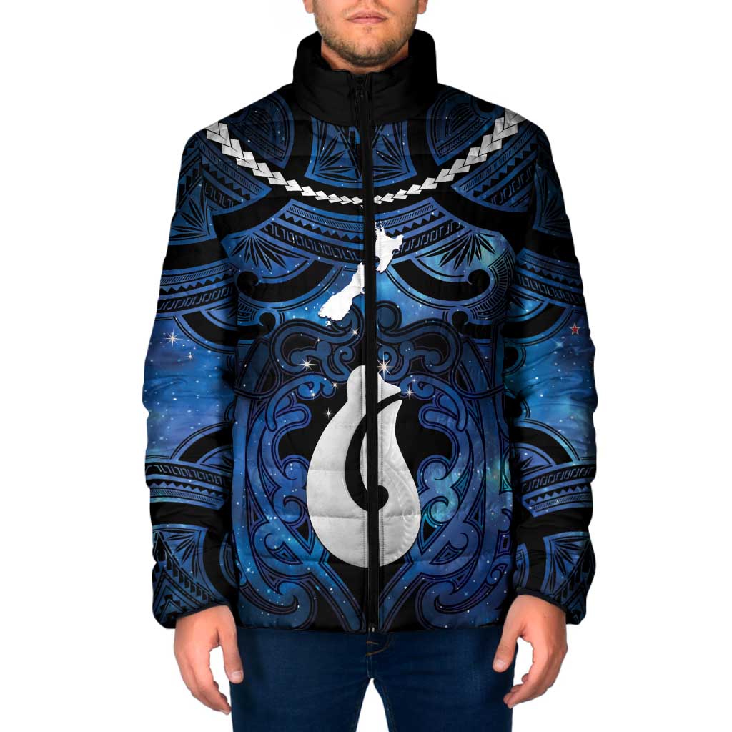 Personalized Maori Matariki Hei Matau Padded Jacket Maori Kowhaiwhai Pattern Galaxy