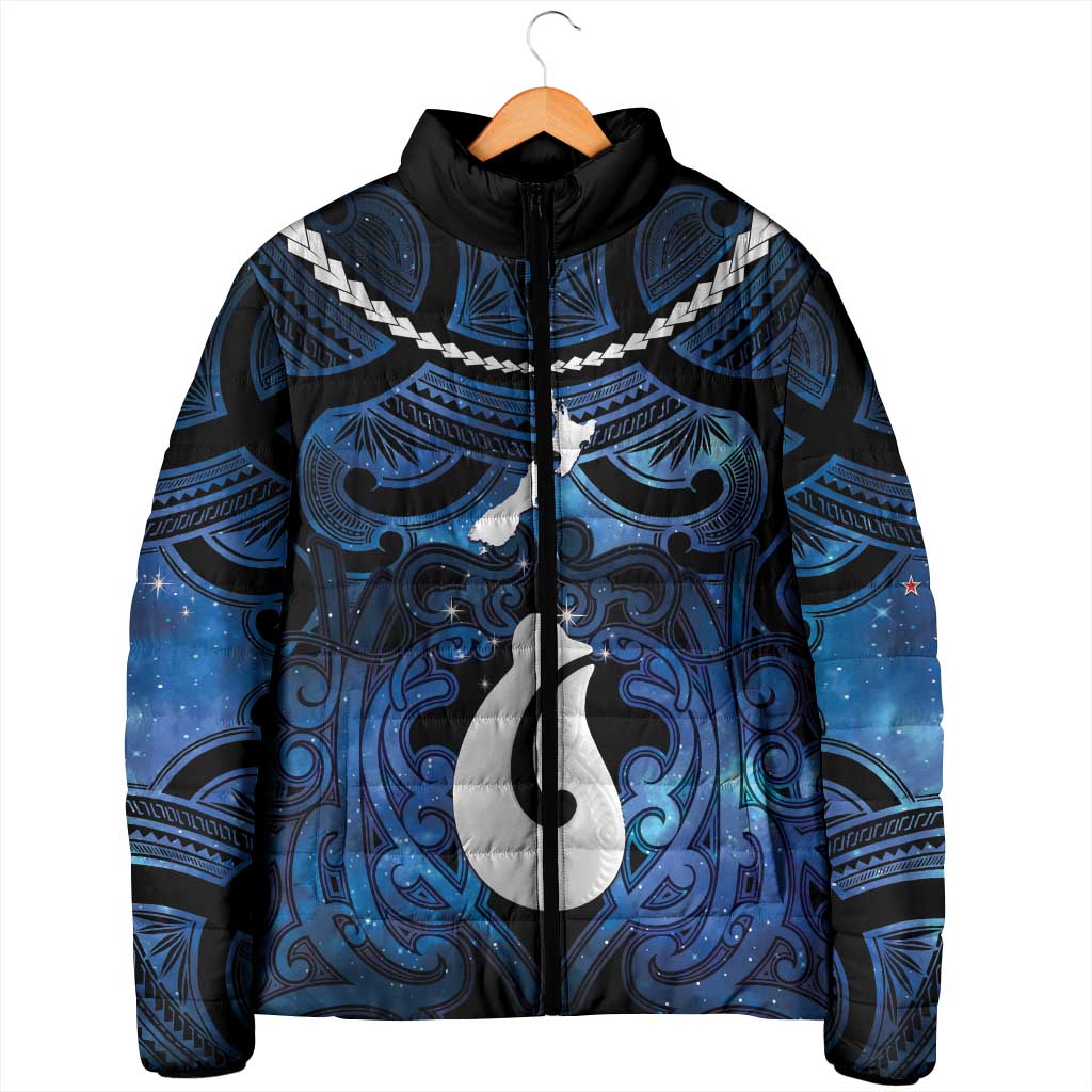 Personalized Maori Matariki Hei Matau Padded Jacket Maori Kowhaiwhai Pattern Galaxy