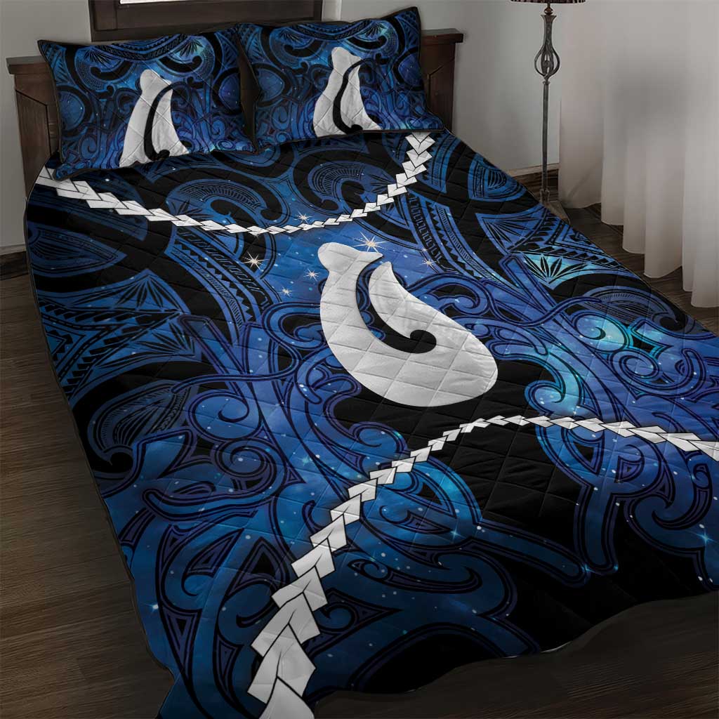 Maori Matariki Hei Matau Quilt Bed Set Maori Kowhaiwhai Pattern Galaxy