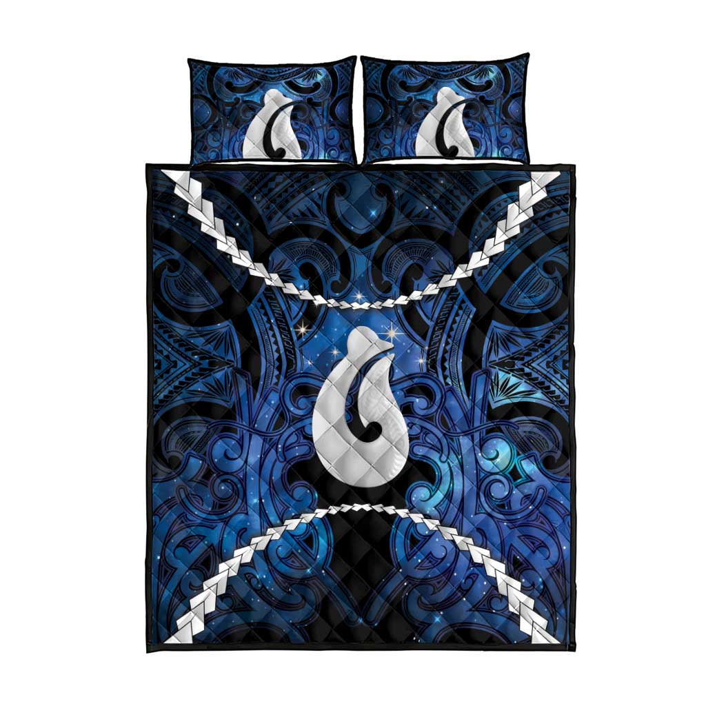 Maori Matariki Hei Matau Quilt Bed Set Maori Kowhaiwhai Pattern Galaxy