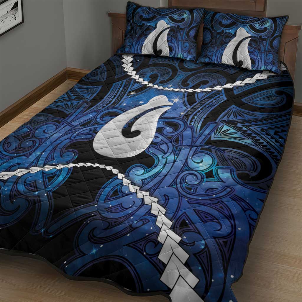 Maori Matariki Hei Matau Quilt Bed Set Maori Kowhaiwhai Pattern Galaxy