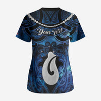 Personalized Maori Matariki Hei Matau Scrub Top Maori Kowhaiwhai Pattern Galaxy LT01 - Polynesian Pride