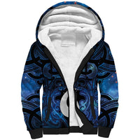 Personalized Maori Matariki Hei Matau Sherpa Hoodie Maori Kowhaiwhai Pattern Galaxy LT01 Unisex Blue - Polynesian Pride